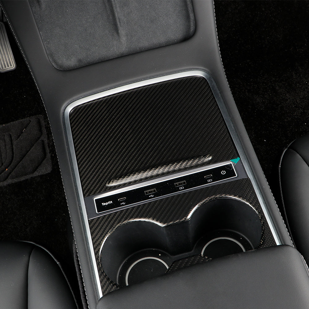 CREATE CARBON 2pcs Dry Carbon Fiber Center Console Trim Cover for Tesla Model 3 & Y - Sleek Interior Enhancement