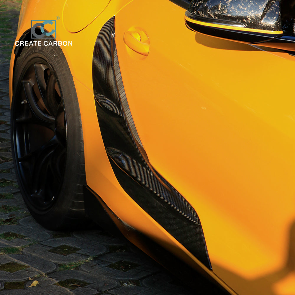 CREATE CARBON Dry Crabon Fiber Door Side Skirts Fender Trim 2pcs Fit For Toyota Supra A90 MK5