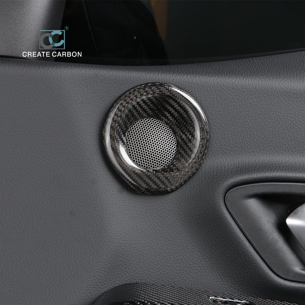CREATE CARBON 2pcs Dry Carbon Fiber Car Door Audio Speaker Cover Trim for Supra MK5 A90 - Stylish Interior Enhancement