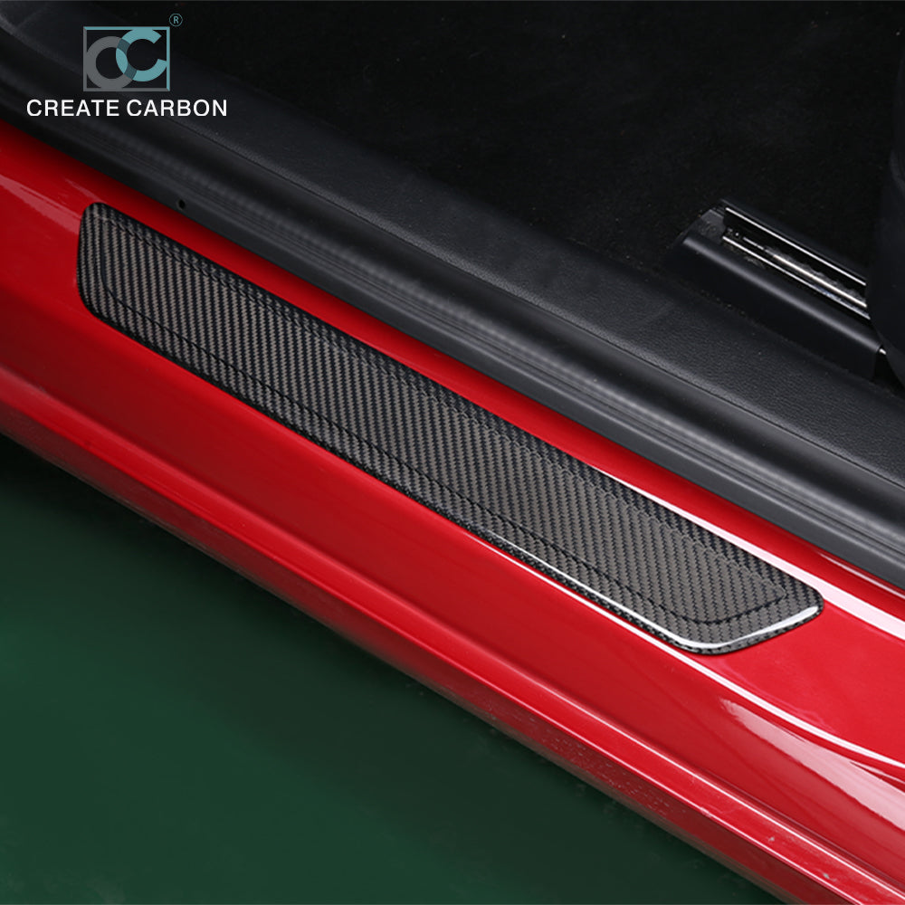 CREATE CARBON Dry Carbon Fiber Car Door Pedal Cover for Tesla Model 3 & Y - Premium Protection & Style