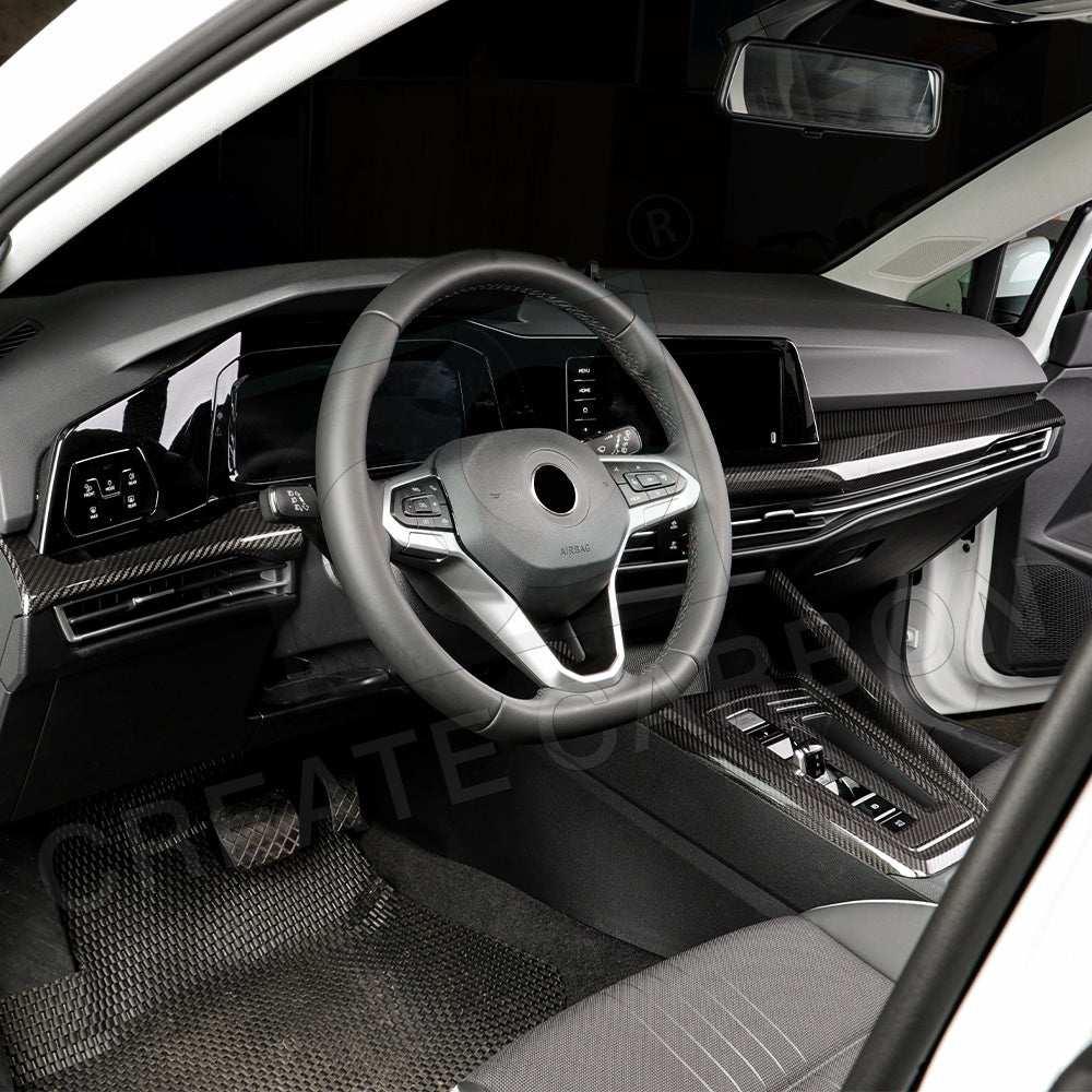 CREATE CARBON Dry Carbon Fiber Dashboard Cover for VW Golf 8 - Stylish Protection & Interior Upgrade