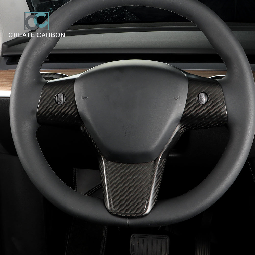 CREATE CARBON Dry Carbon Fiber Steering Wheel Cover for Tesla model 3 Y