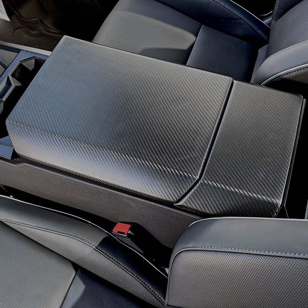 CREATE CARBON Matte Carbon Fiber Center Console Armrest Box Cover for Tesla Cybertruck / Cyberbeast (2024+)