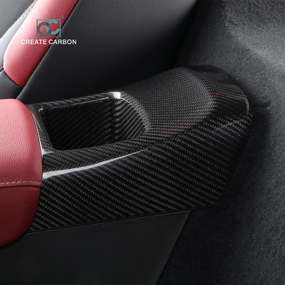 CREATE CARBON Dry Carbon Fiber Armrest Box Rear Storage Box Cover Trim Fit For Supra MK5 A90