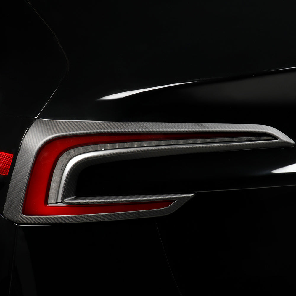 Create Carbon 2pcs Dry Carbon Fiber Rear Tail Light Cover Trim for Tesla Model 3 Highland