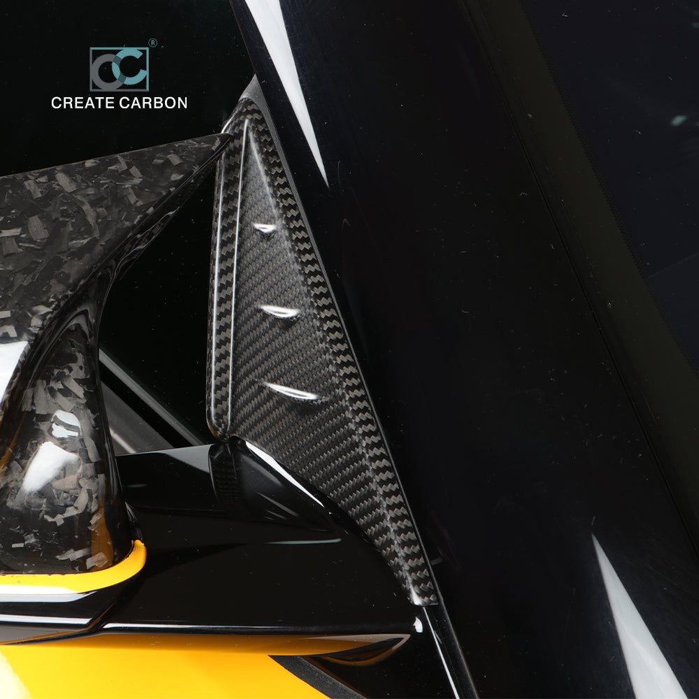 CREATE CARBON 2pcs Carbon Fiber Side Mirror Triangle Spoiler Trim for GR Supra A90 MK5 (2019+) - Stylish Exterior Upgrade