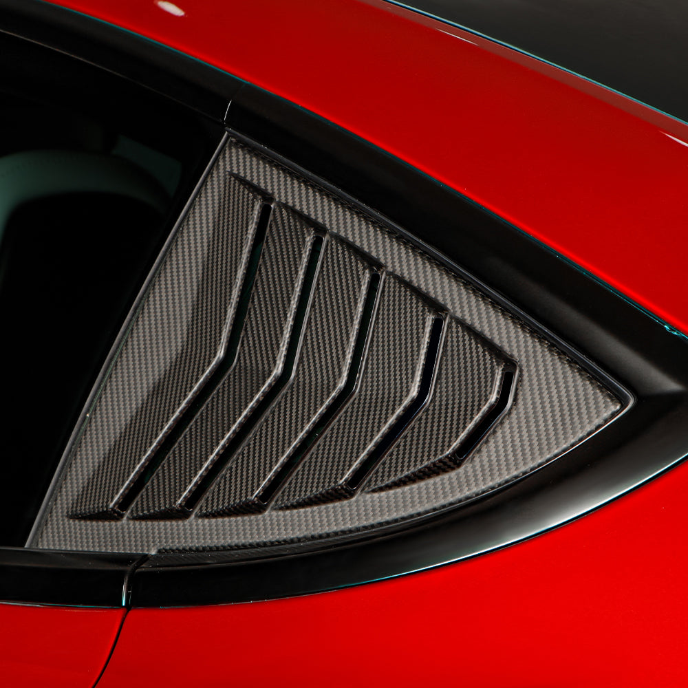 Create Carbon Dry Carbon Fiber Rear Side Window Louver Cover for Tesla Model 3 Highland