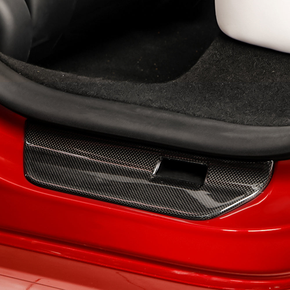 Create Carbon 4pcs Carbon Fiber Door Sill Trim Cover for Tesla Model 3 Highland 2024+