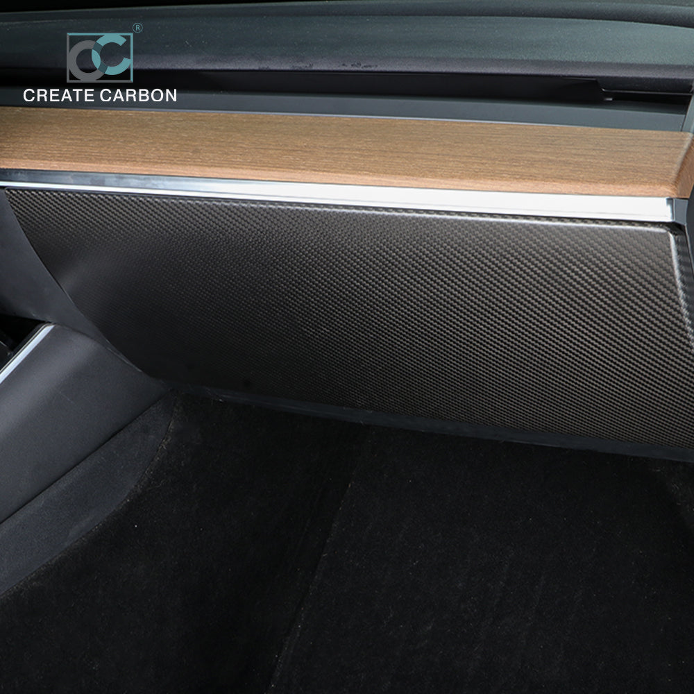 CREATE CARBON Dry Carbon Fiber Glove Box Protector Cover for Tesla Model 3 & Y - Premium Interior Protection