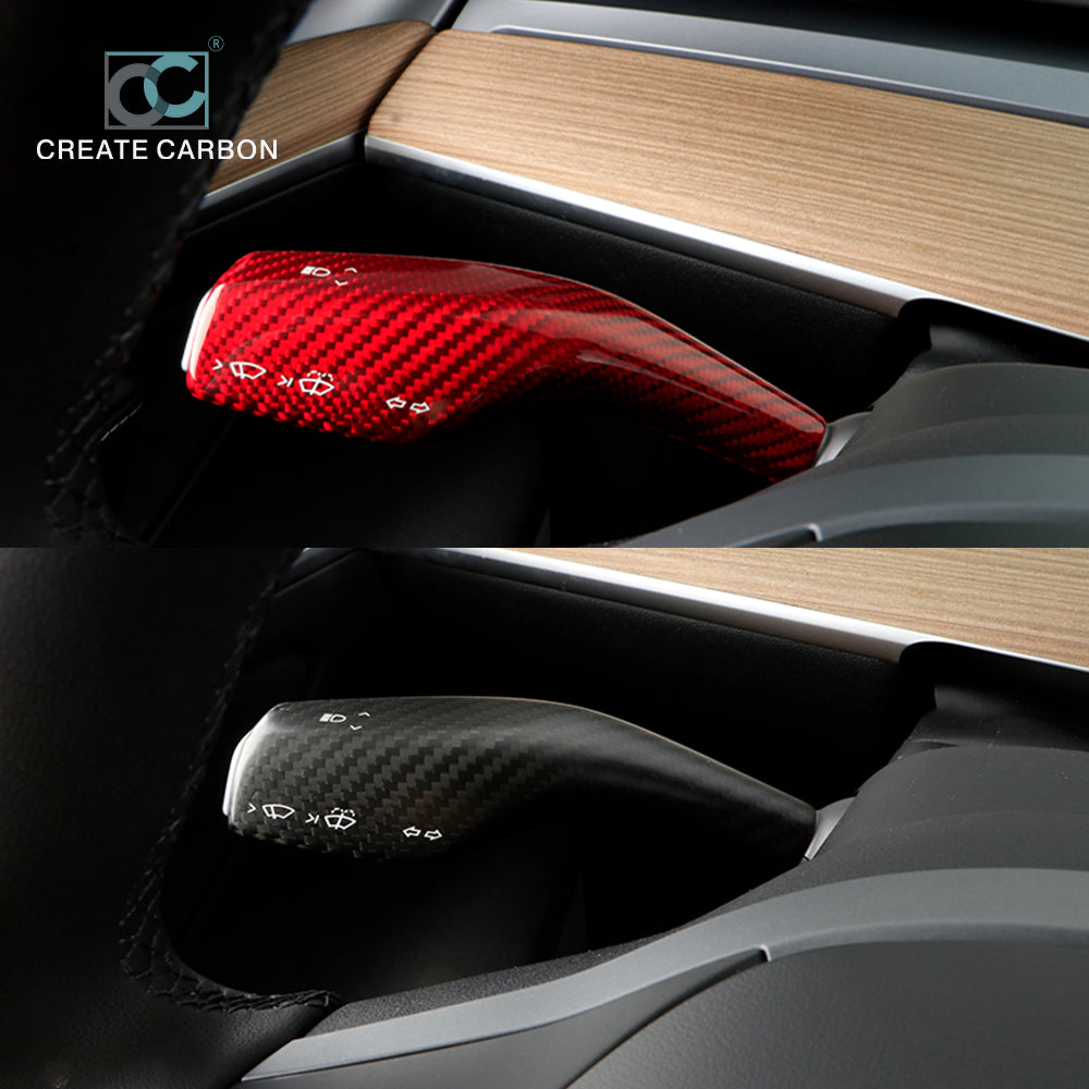 CREATE CARBON 2pcs Dry Carbon Fiber Gear Shift Collars for Tesla Model 3 & Y - Precision Fit & Premium Upgrade