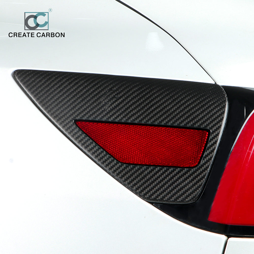 CREATE CARBON Dry Carbon Fiber Charging Port Panel Trim Cover for Tesla Model 3 & Y - Sleek Protection & Style