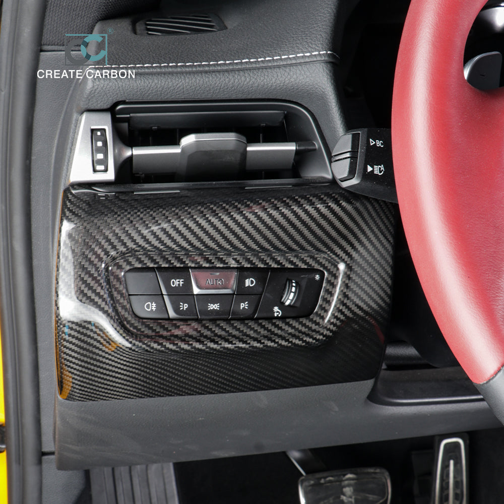 CREATE CARBON Dry Carbon Fiber Headlight Power Switch Panel Cover Fit For Supra A90 MK5(LHD)