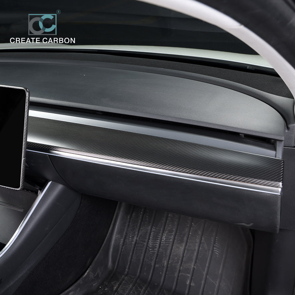 CREATE CARBON Dry Carbon Fiber Dashboard Cover for Tesla Model 3 & Y - Sleek Interior Protection & Style
