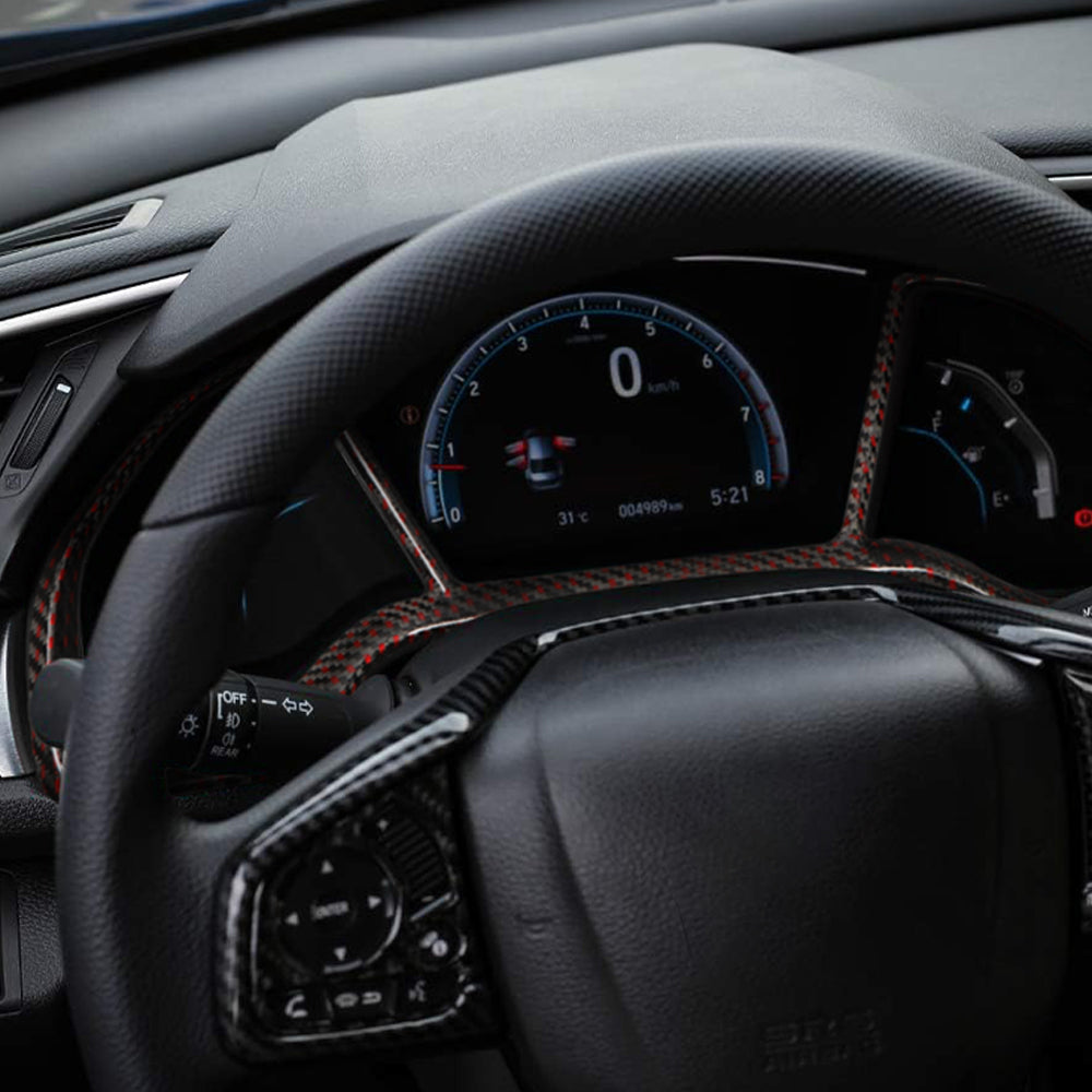 Real Dry Carbon Fiber Gauge Cluster Frame Cover Trim For Honda Civic Type R FK8 2017–2021