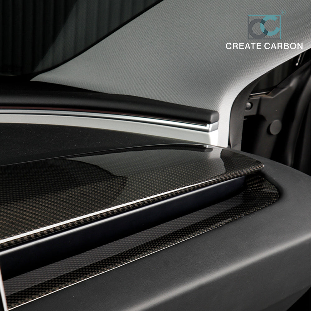 CREATE CARBON Dry Carbon Fiber Dashboard Panel Cover Trim For Tesla Model 3 Highland(2024)