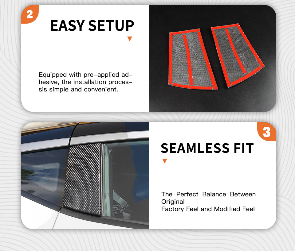 2PCS Gloss Carbon Fiber Car B-Pillar Trim Cover Fit For Nissan Z RZ34 / 400Z 2023+ | CREATE CARBON