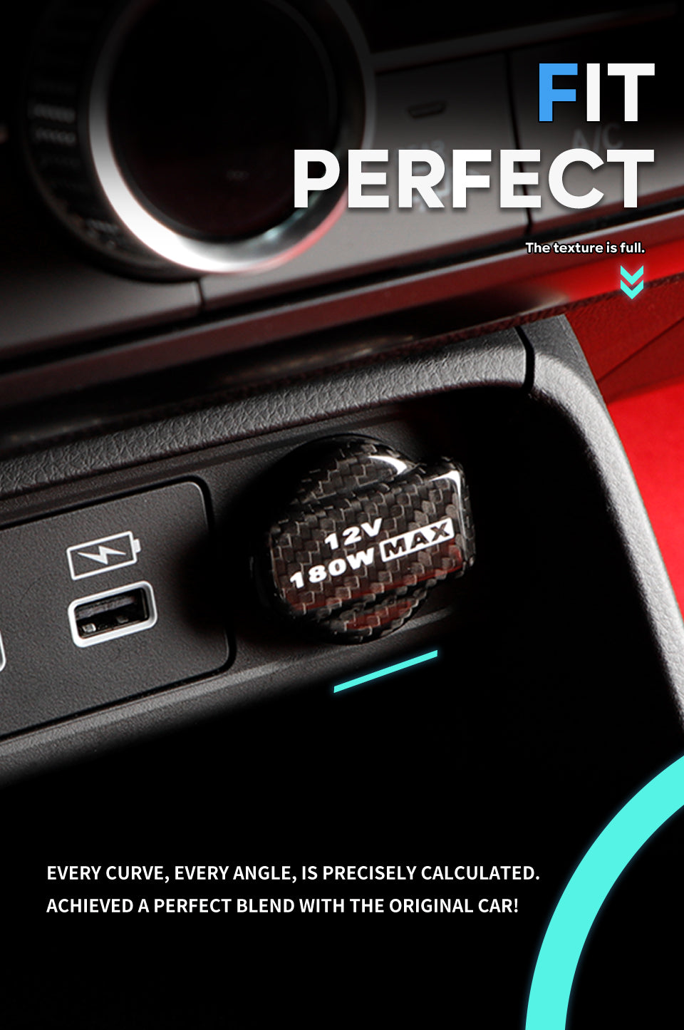 Dry Carbon Fiber Cigarette Lighter Warning Cover Fit for Honda Civic Type R FL5 2023+