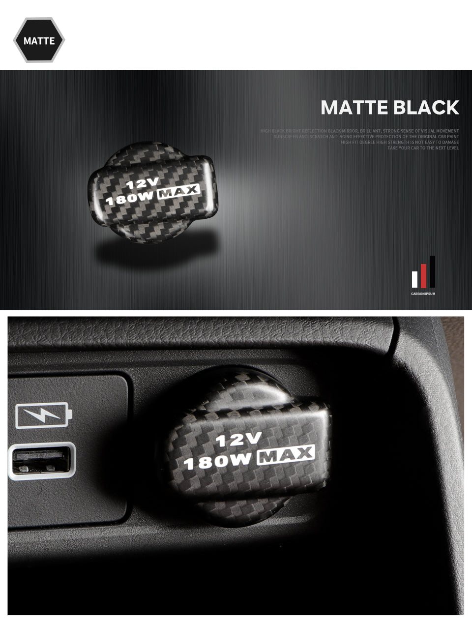 Dry Carbon Fiber Cigarette Lighter Warning Cover Fit for Honda Civic Type R FL5 2023+