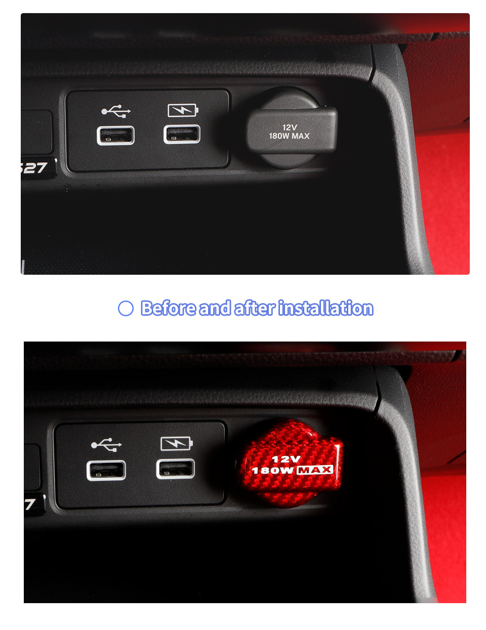 Dry Carbon Fiber Cigarette Lighter Warning Cover Fit for Honda Civic Type R FL5 2023+