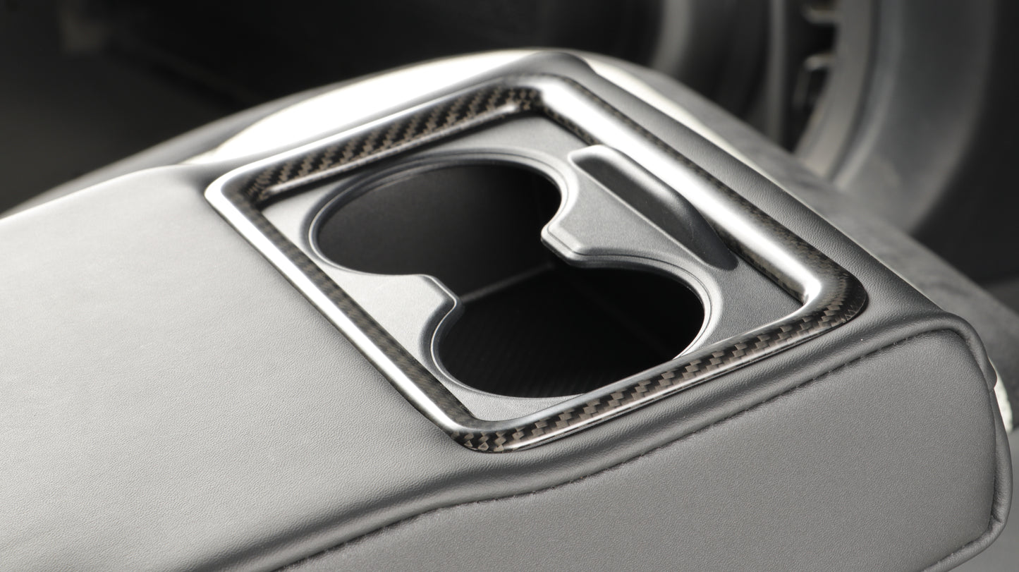 CREATE CARBON Carbon Fiber Cup Holder Panel Cover Trim for KIA EV6 - Premium Interior Upgrade