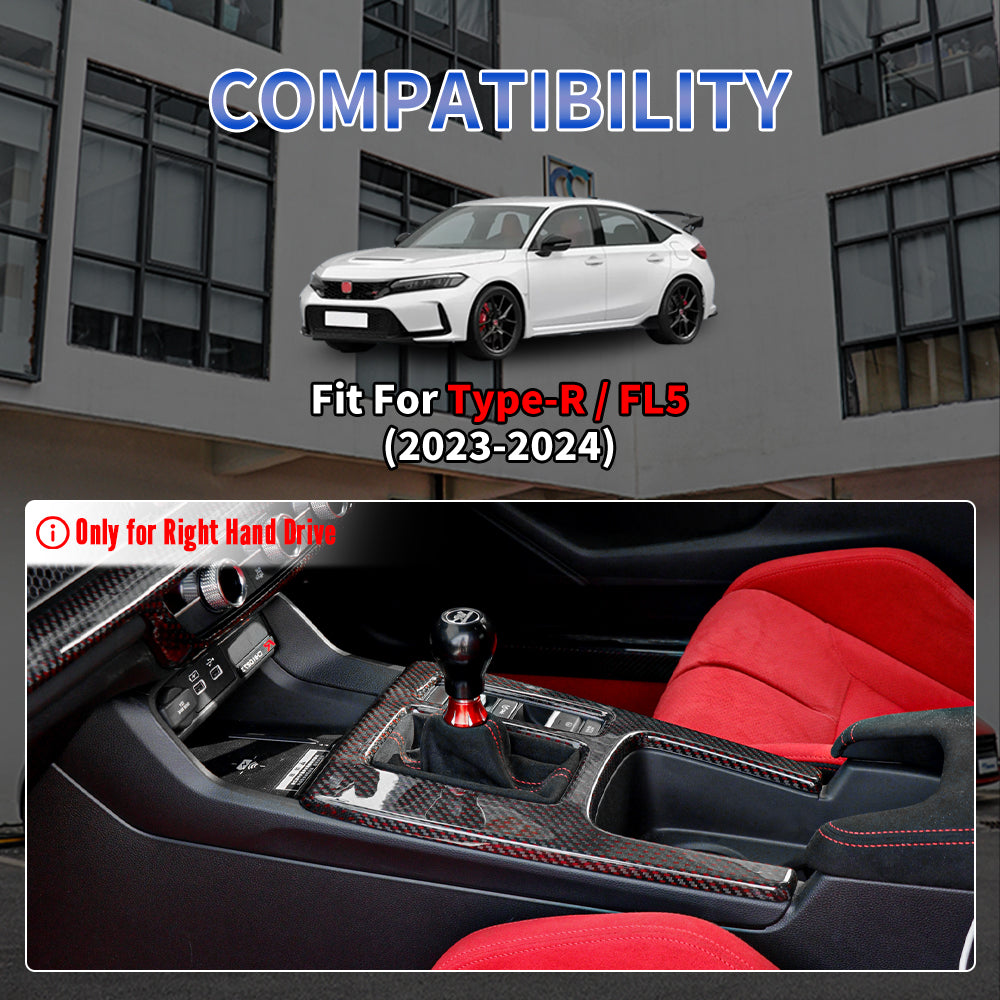 Real Dry Carbon Fiber Gear Shift Panel Trim For Honda Civic Type R FL5 (RHD) – 11th Gen