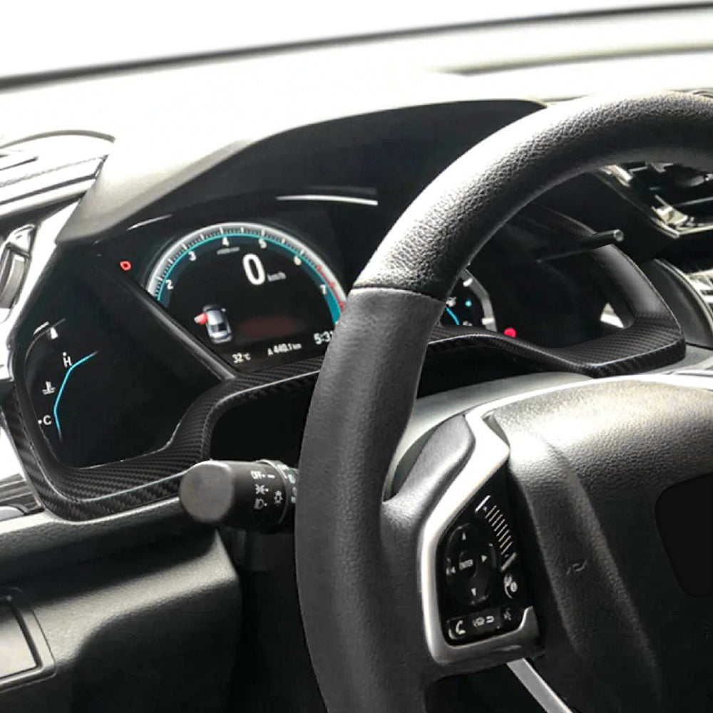 Real Dry Carbon Fiber Gauge Cluster Frame Cover Trim For Honda Civic Type R FK8 2017–2021