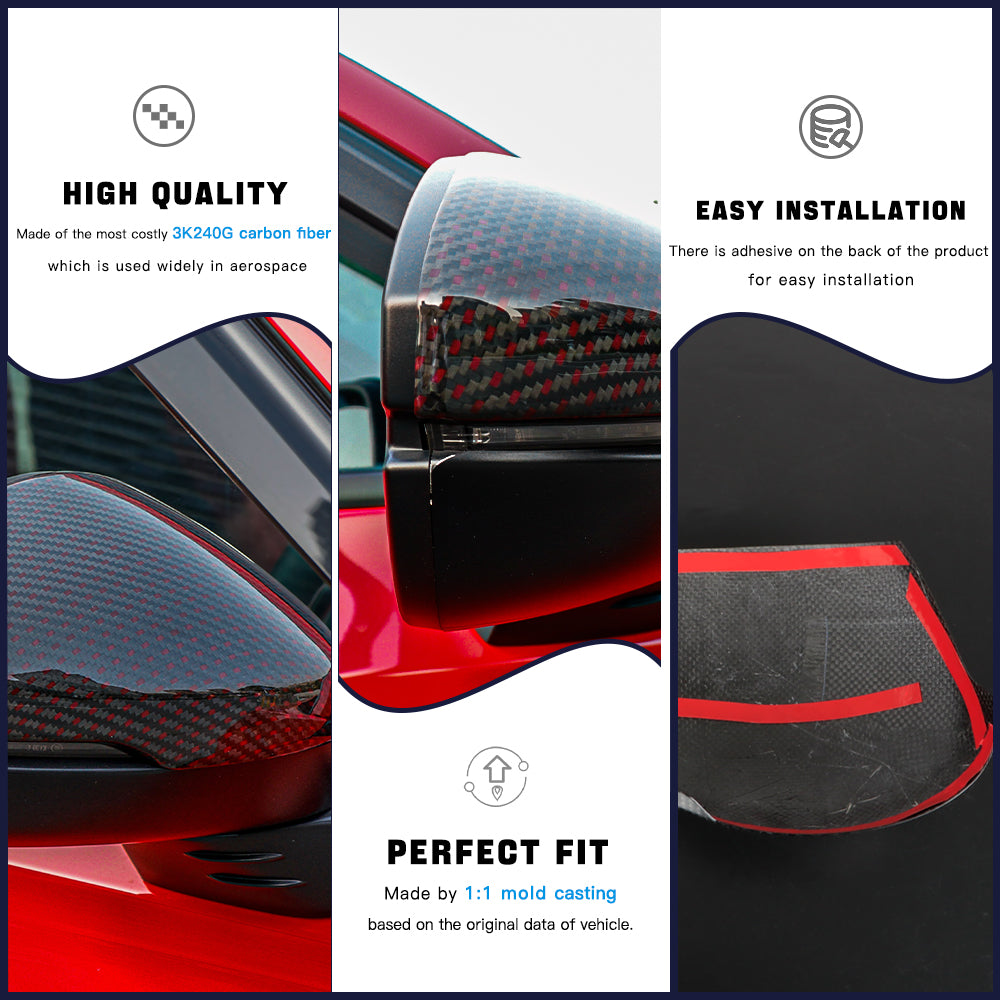 2pcs Real Carbon Fiber Side View Mirror Cover For Honda 11th Civic/Typer FL5