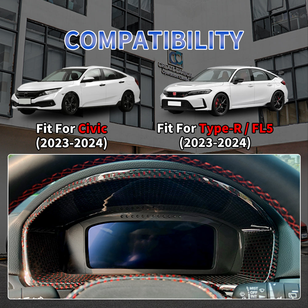 Carbon Fiber Instrument Panel Frame Cover Trim for Honda Civic Type R FL5 (11th Gen)