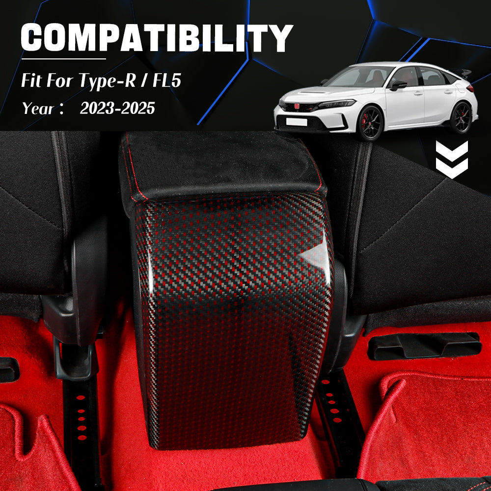Real Carbon Fiber Rear Armrest Cover Trim for Honda Civic Type R FL5 (11th Gen)