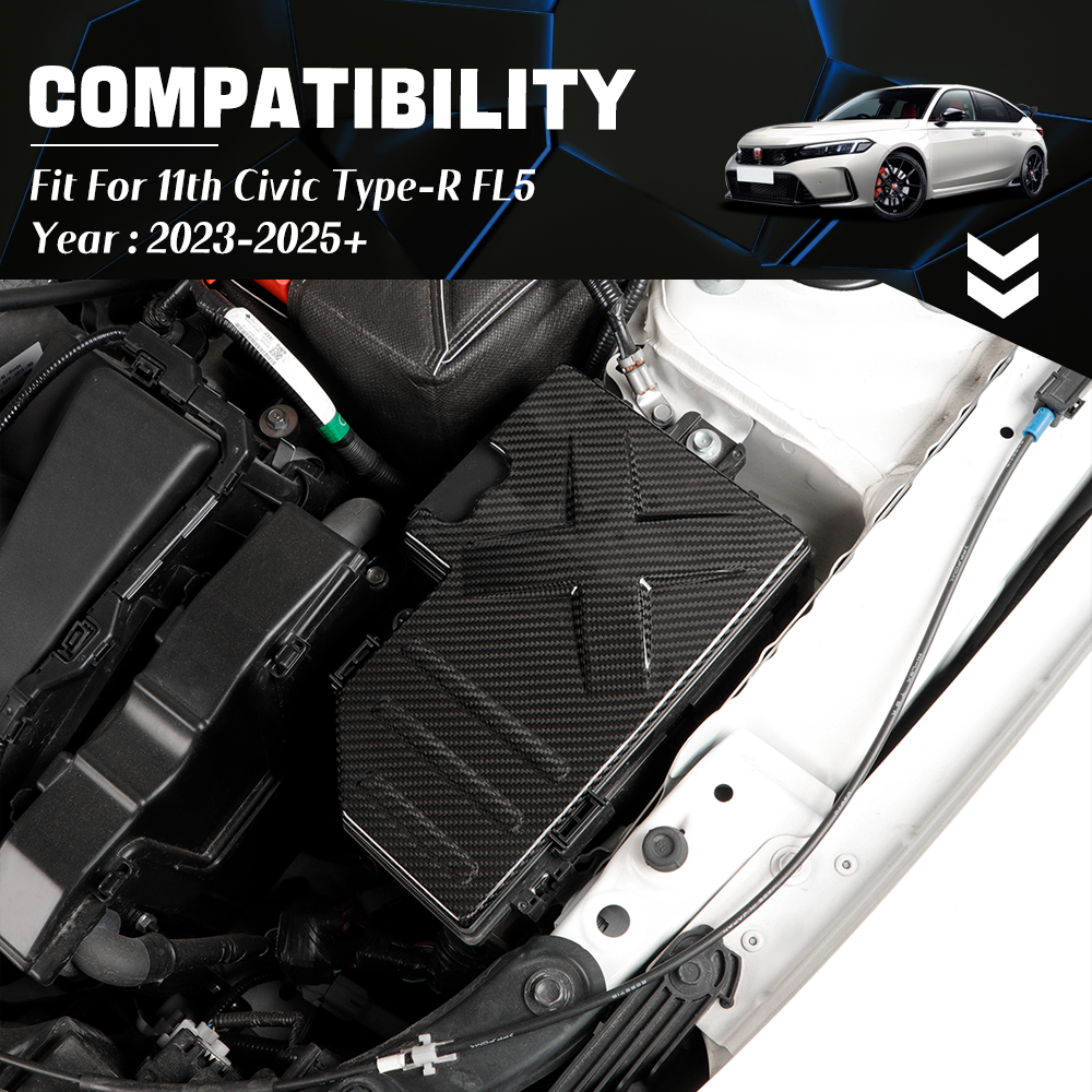 CREATE CARBON Dry Carbon Fiber Fuse Box Cover Trim for Honda Civic Type R FL5 2023+ Engine Bay Carbon Fiber Upgrade