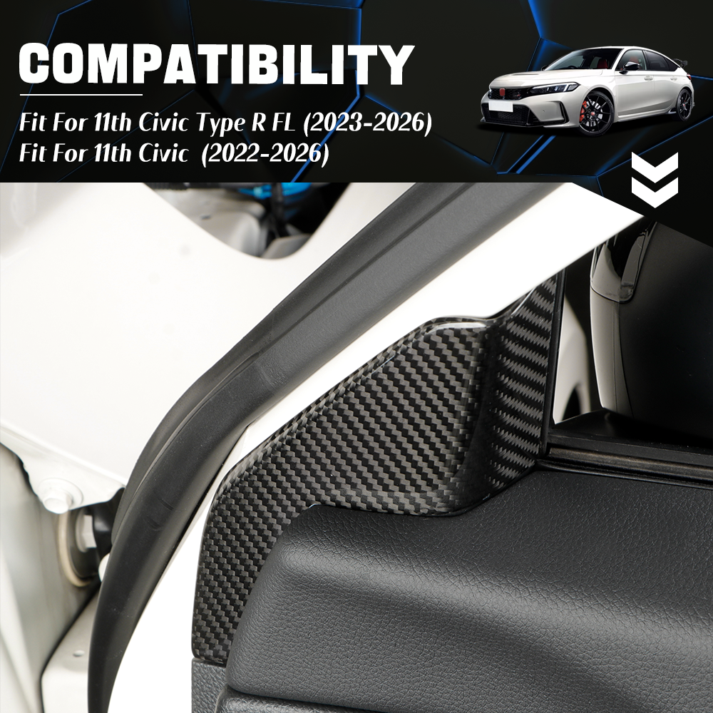 CREATE CARBON Real Carbon Fiber Inner A-Pillar Triangle Cover for Honda Civic Type R FL5 2023+ Interior Trim Panel