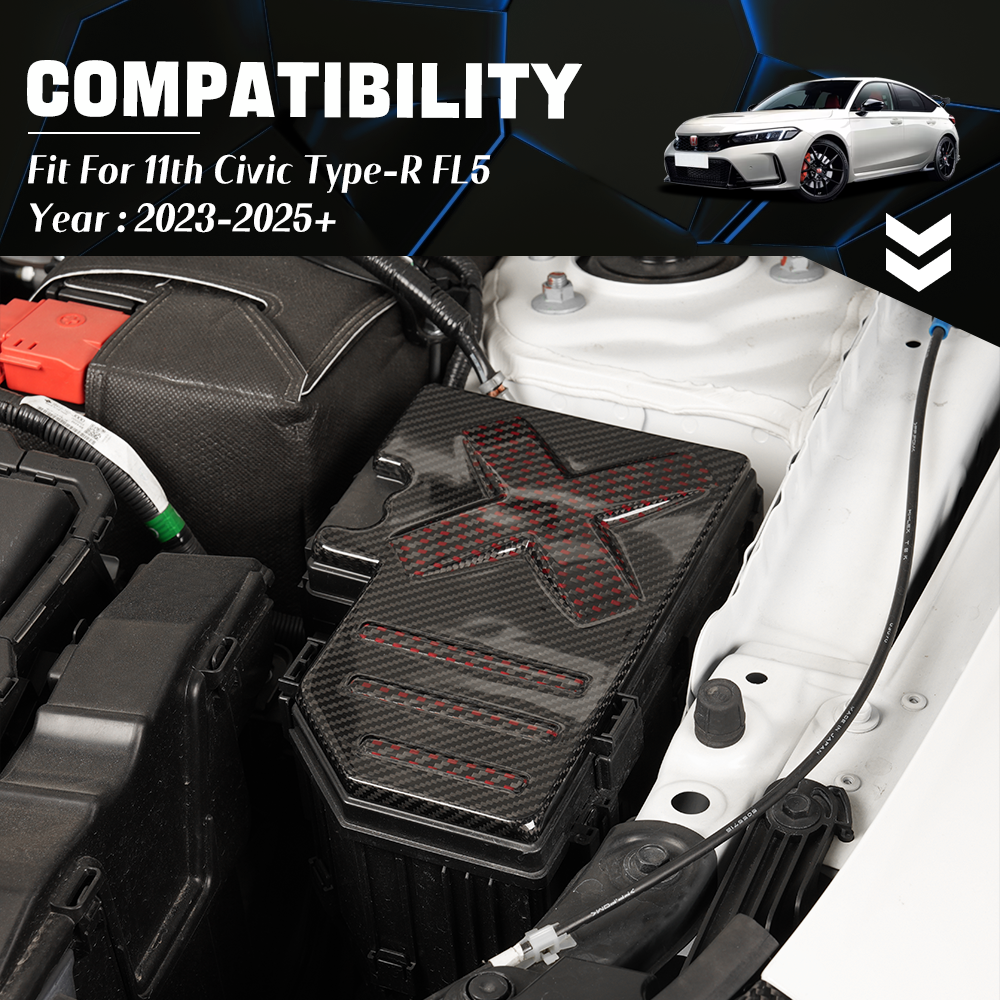 CREATE CARBON Engine Bay Dry Carbon Fiber Fuse Box Cover for Civic Type R FL5 2023+ Under Hood Trim Upgrade