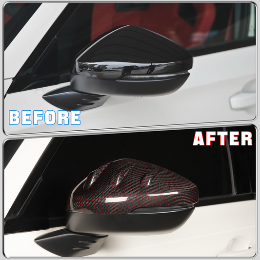 2pcs Gloss Carbon Fiber Side Mirror Covers for Honda Civic Type R FL5 2023+ Real Carbon Fiber Rearview Mirror Caps