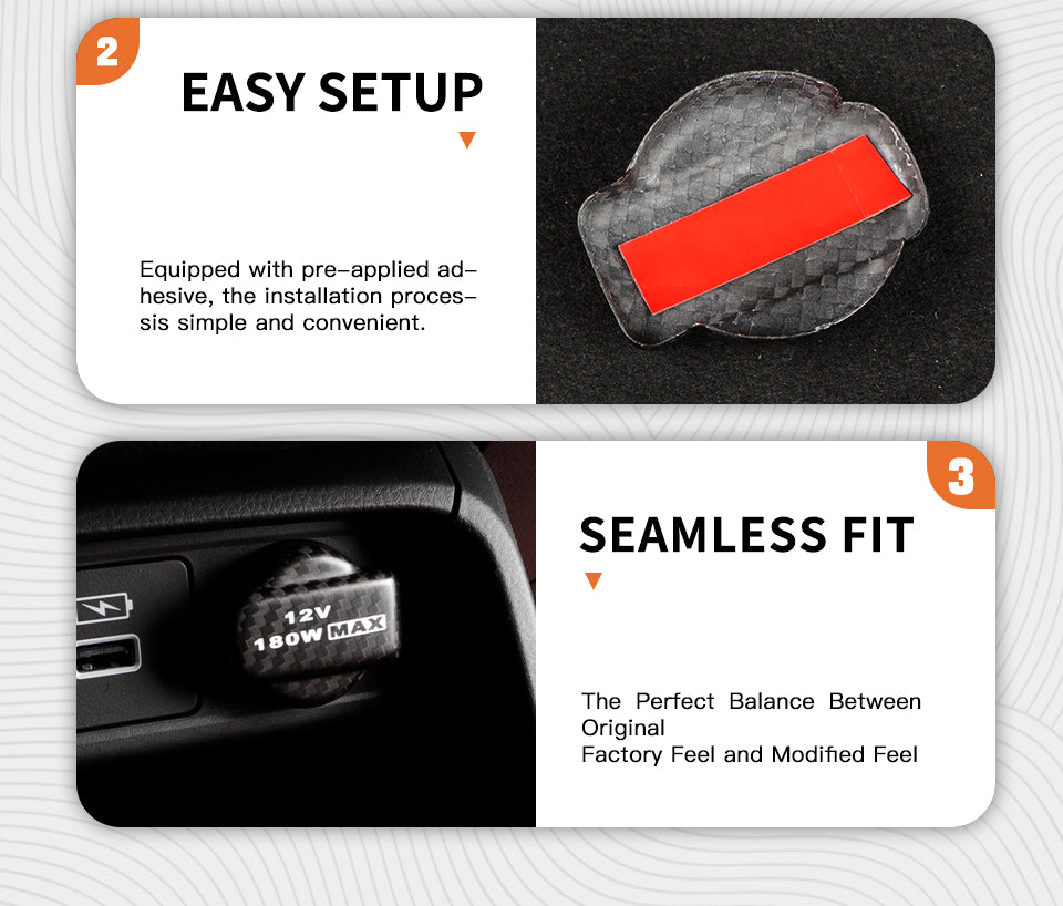 Carbon Fiber Cigarette Lighter Cap Compatible with Honda 11th gen Civic Type R FL5 CRV Pilot (2023 to 2026) Center Console Cigarette Lighter Plug Cover Trim Interior