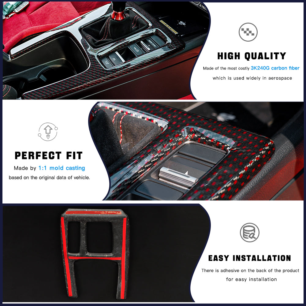Real Dry Carbon Fiber Gear Shift Panel Trim For Honda Civic Type R FL5 (RHD) – 11th Gen