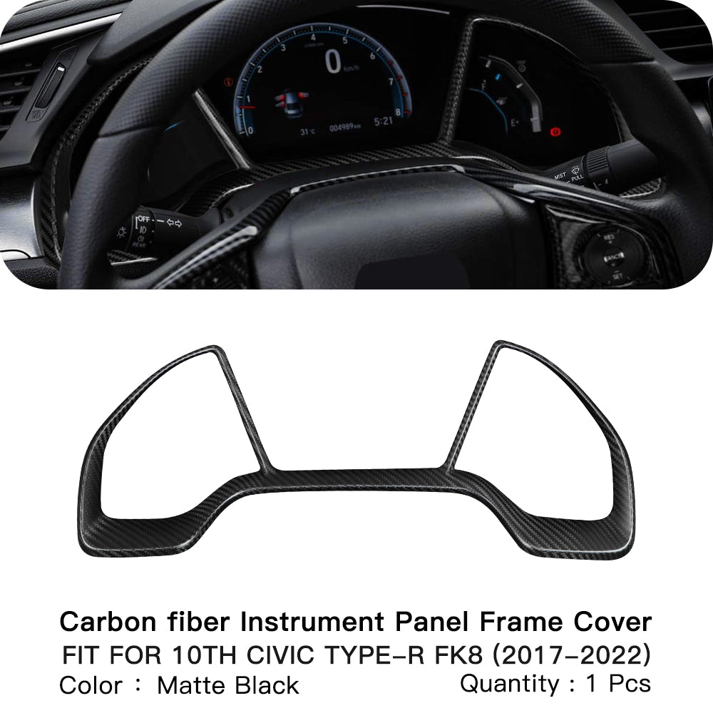 Real Dry Carbon Fiber Gauge Cluster Frame Cover Trim For Honda Civic Type R FK8 2017–2021