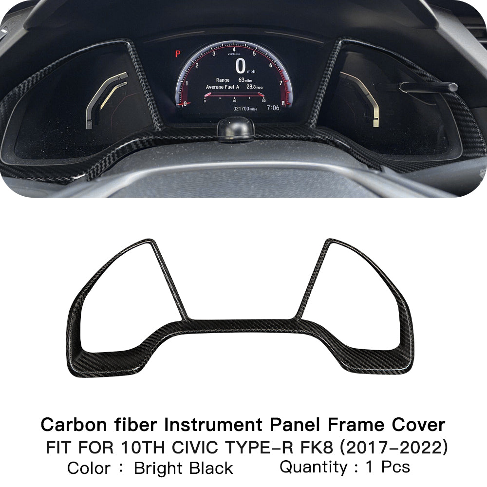 Real Dry Carbon Fiber Gauge Cluster Frame Cover Trim For Honda Civic Type R FK8 2017–2021