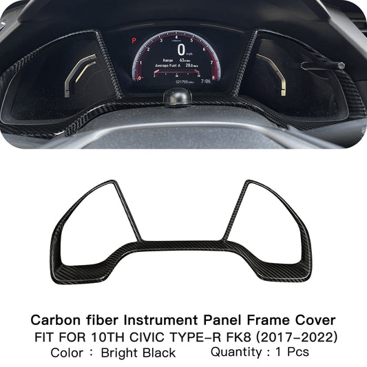 Real Dry Carbon Fiber Gauge Cluster Frame Cover Trim For Honda Civic Type R FK8 2017–2021