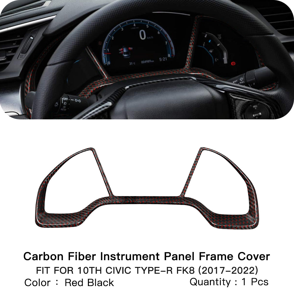 Real Dry Carbon Fiber Gauge Cluster Frame Cover Trim For Honda Civic Type R FK8 2017–2021