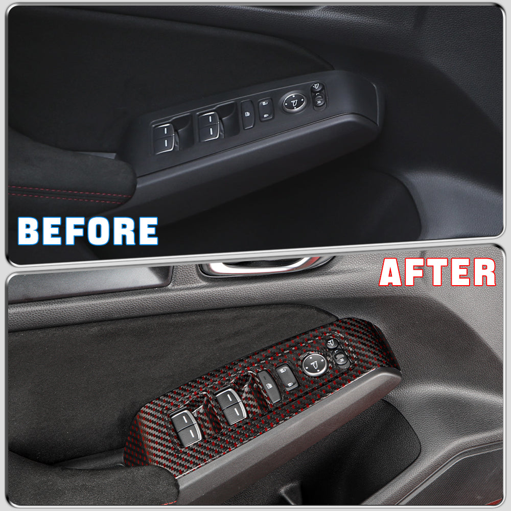 Dry Carbon Fiber Window Lift Button Panel Cover For 11th Civic Type R FL5(LHD)